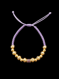 Pulsera Ajustable de Balines en Oro 18K Lavanda