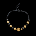 Pulsera Corona Imperial con Balines de Oro 18K y Ónix Negro
