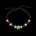 Pulsera Ajustable de Esfera de Esmeralda con Balines Diamantados en Oro 18K